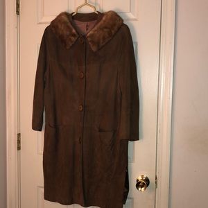 Vintage Ladies brown suede coat.